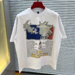 Clean, Classic, and Bold – White Round-Neck Tee with Red & Blue Accents